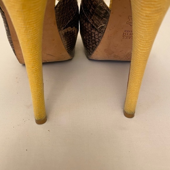 SAKS FIFTH AVENUE Platform Snakeskin Print Heels - Picture 10 of 11
